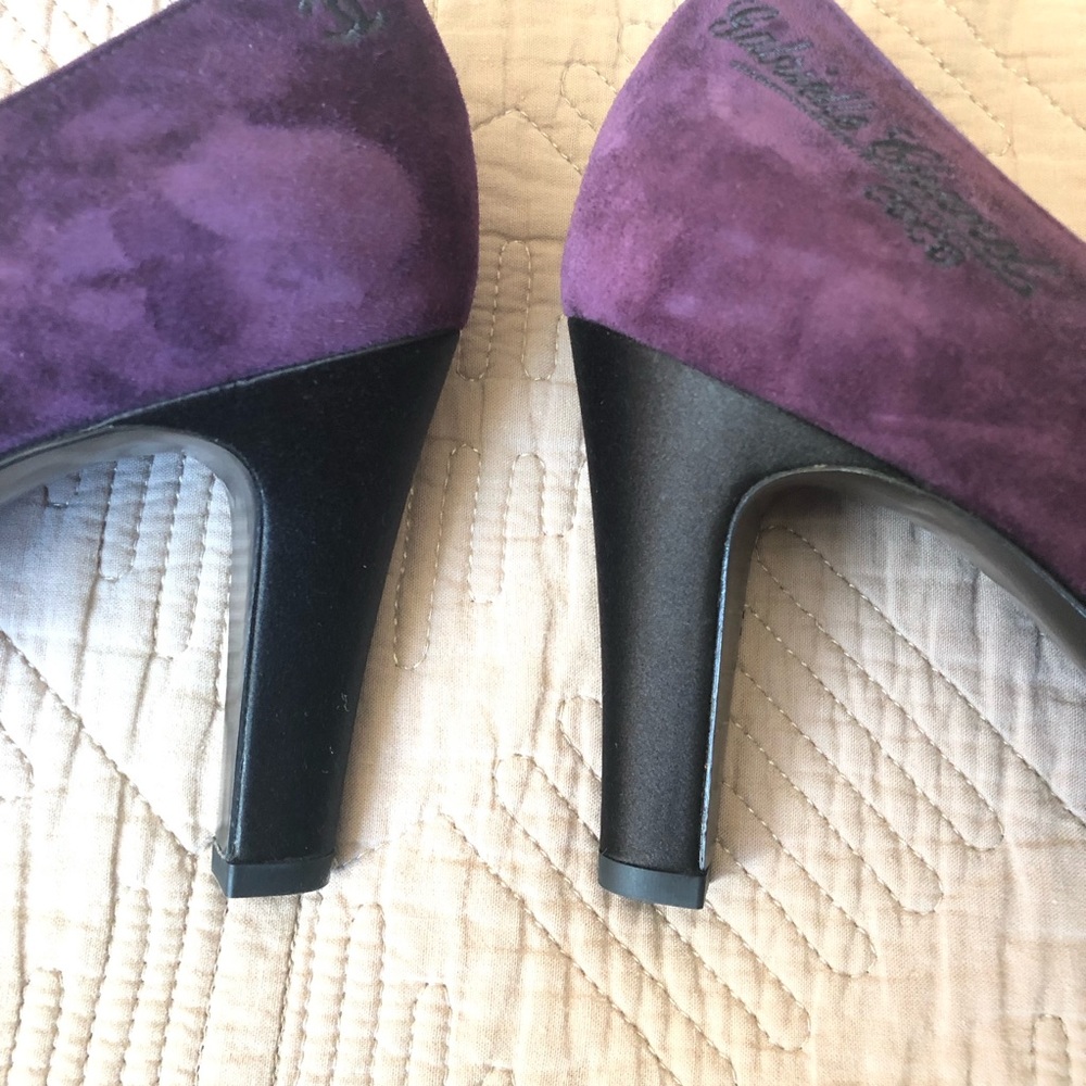 Auth CHANEL purple suede satin black cap point toe pumps heel NEW Gabrielle Coco - Picture 8 of 17